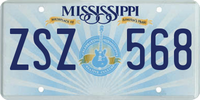 MS license plate ZSZ568