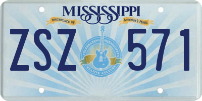 MS license plate ZSZ571