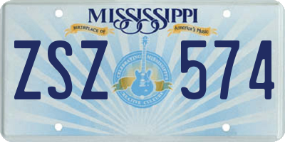MS license plate ZSZ574