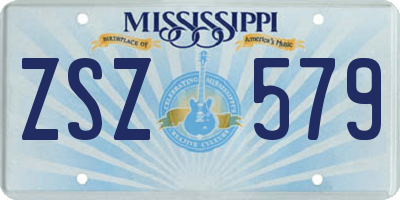 MS license plate ZSZ579