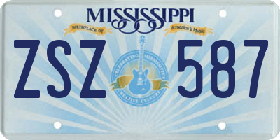 MS license plate ZSZ587