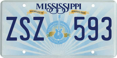 MS license plate ZSZ593