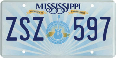 MS license plate ZSZ597