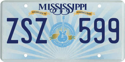 MS license plate ZSZ599