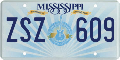 MS license plate ZSZ609