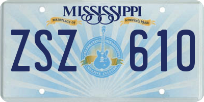 MS license plate ZSZ610