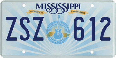 MS license plate ZSZ612