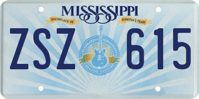 MS license plate ZSZ615