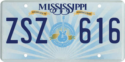 MS license plate ZSZ616