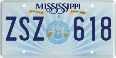MS license plate ZSZ618