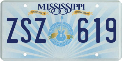 MS license plate ZSZ619