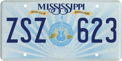 MS license plate ZSZ623