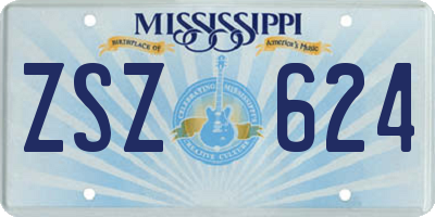 MS license plate ZSZ624