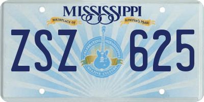 MS license plate ZSZ625