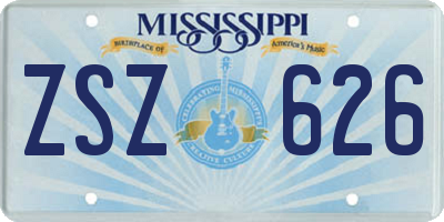 MS license plate ZSZ626