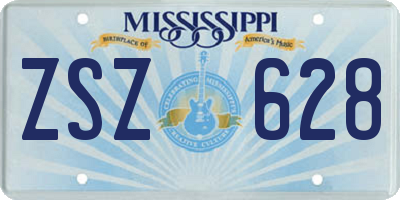 MS license plate ZSZ628