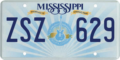 MS license plate ZSZ629