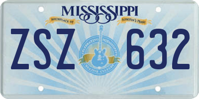 MS license plate ZSZ632