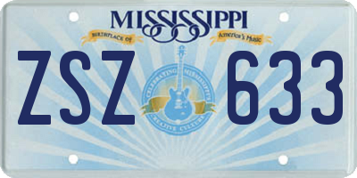 MS license plate ZSZ633