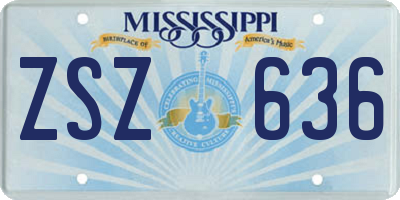 MS license plate ZSZ636