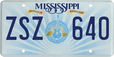 MS license plate ZSZ640