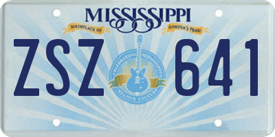 MS license plate ZSZ641