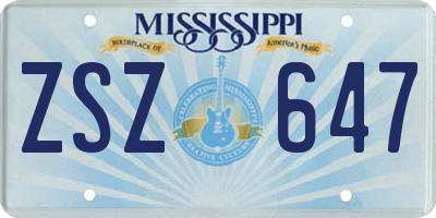 MS license plate ZSZ647