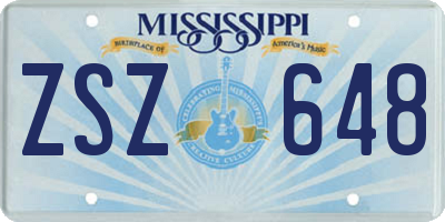 MS license plate ZSZ648