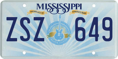 MS license plate ZSZ649