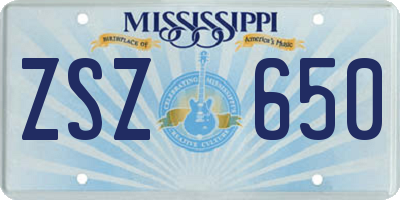 MS license plate ZSZ650