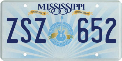 MS license plate ZSZ652