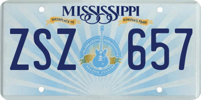 MS license plate ZSZ657