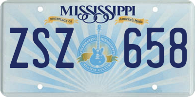 MS license plate ZSZ658