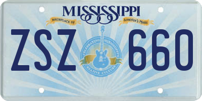 MS license plate ZSZ660