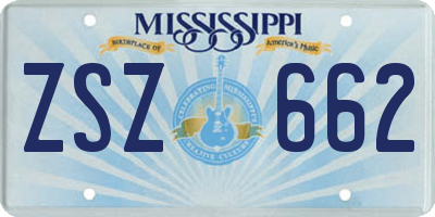 MS license plate ZSZ662