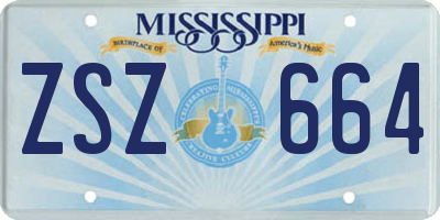 MS license plate ZSZ664