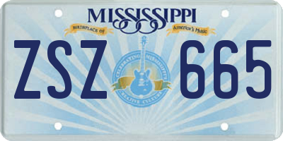 MS license plate ZSZ665