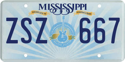 MS license plate ZSZ667