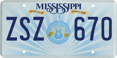 MS license plate ZSZ670