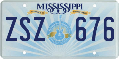 MS license plate ZSZ676