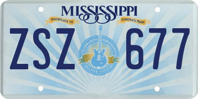 MS license plate ZSZ677