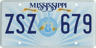 MS license plate ZSZ679