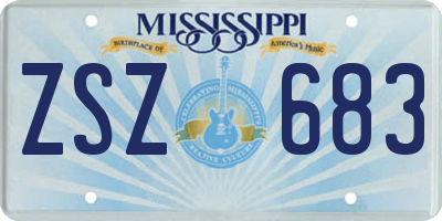 MS license plate ZSZ683