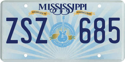 MS license plate ZSZ685