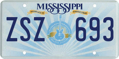 MS license plate ZSZ693