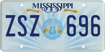 MS license plate ZSZ696