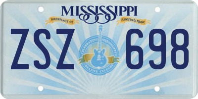 MS license plate ZSZ698