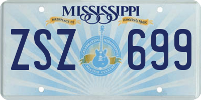 MS license plate ZSZ699