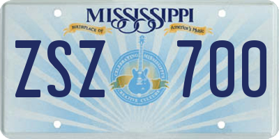 MS license plate ZSZ700