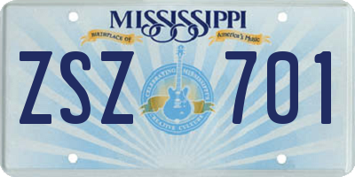 MS license plate ZSZ701